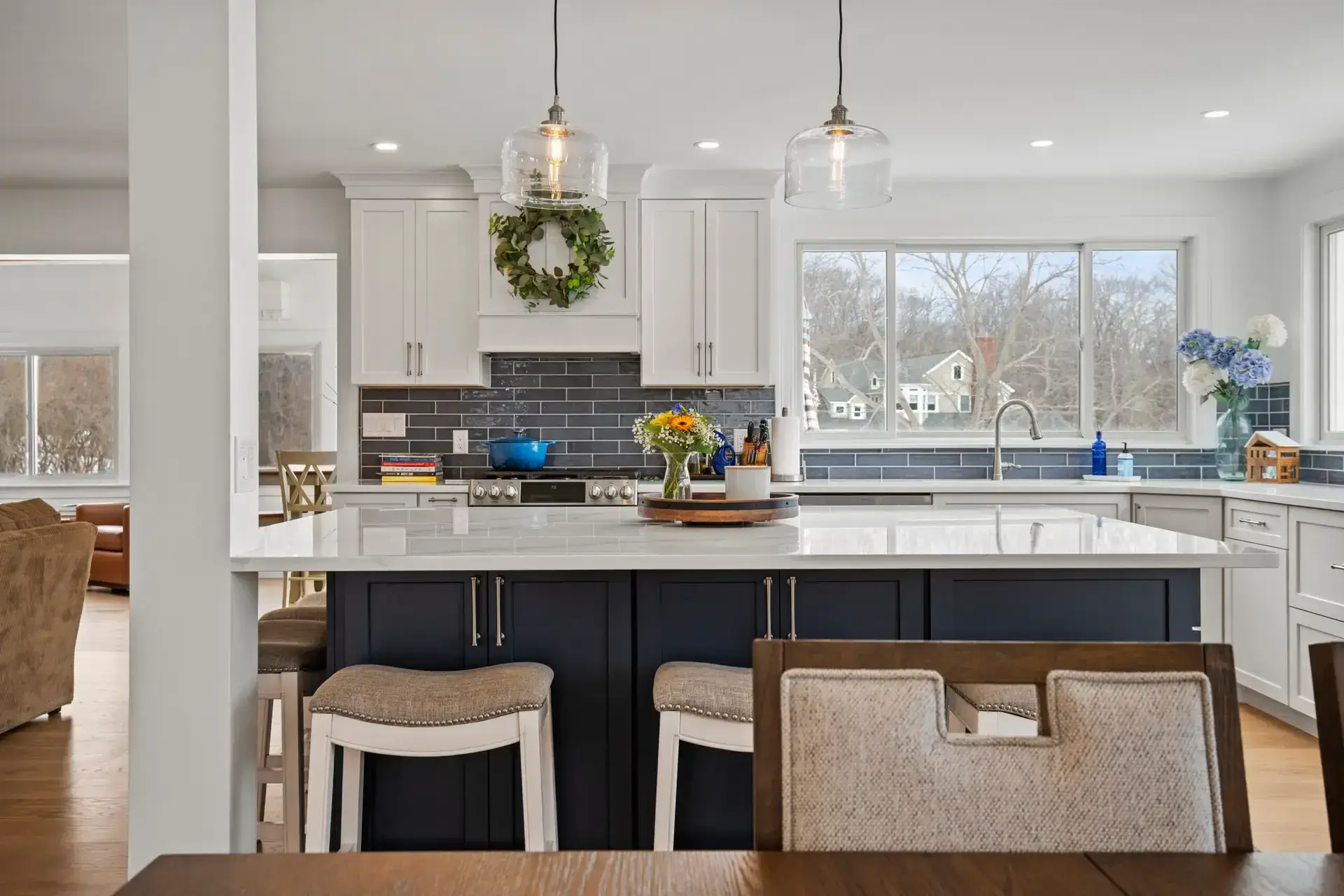 Installer measuring and fitting a premium kitchen countertop
