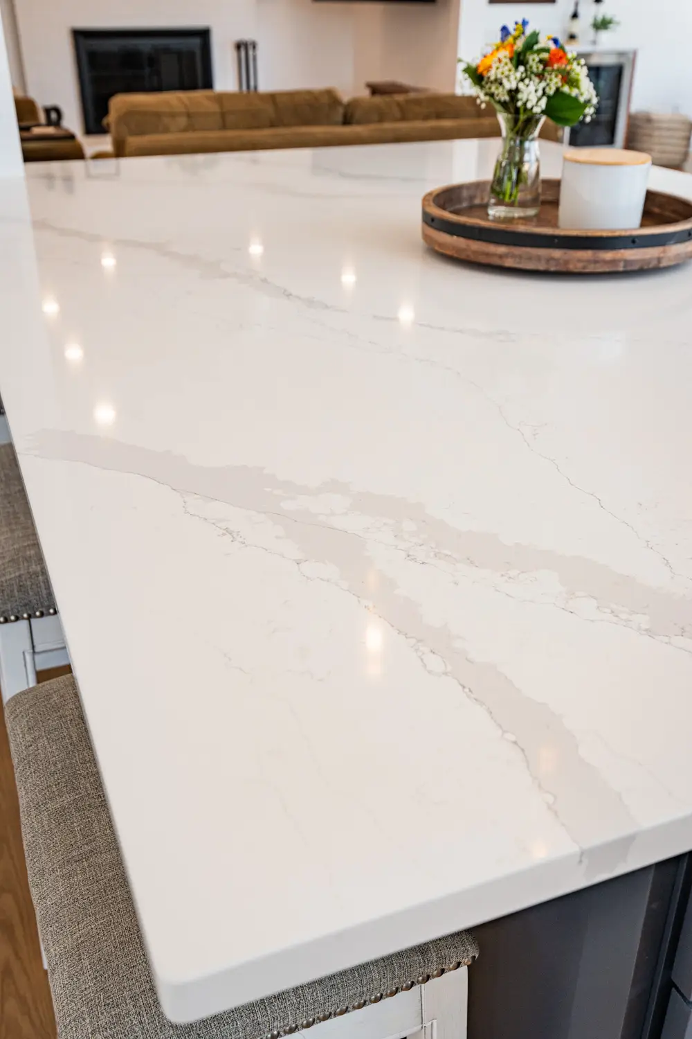 Marble countertop detail from a completed Clarke kitchen remodel